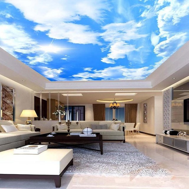 Wasserdichte 3D Fototapete von Newstyle mit blauem Himmel und weißen Wolken für Decke und Wand, B: 500 cm, H: 320 cm - Bild 1
