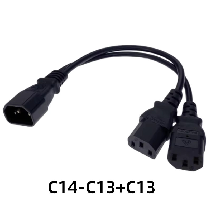 Fengyidz Y-Splitter Netzkabel IEC320 C14 C8 auf 2x C7 C5 C13, Schwarz, Länge: 30 cm - Bild 2