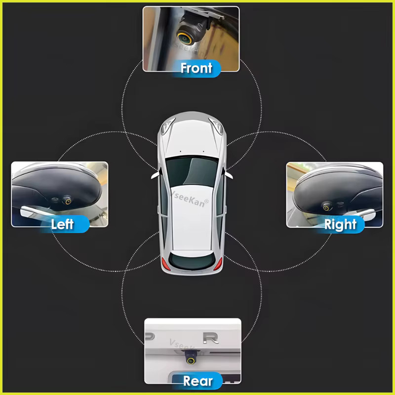 VseeKan 360-Grad-Fahrzeugkamera Rundumansicht AHD 1080P Full HD Kamera-System in Schwarz für Android-Player - Bild 6