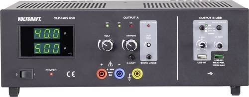 Voltcraft VLP-1405 USB Labornetzgerät in Schwarz mit 3 Ausgängen, einstellbar 0 - 40V und 0.01 - 5A, 233W mit OVP - Bild 1