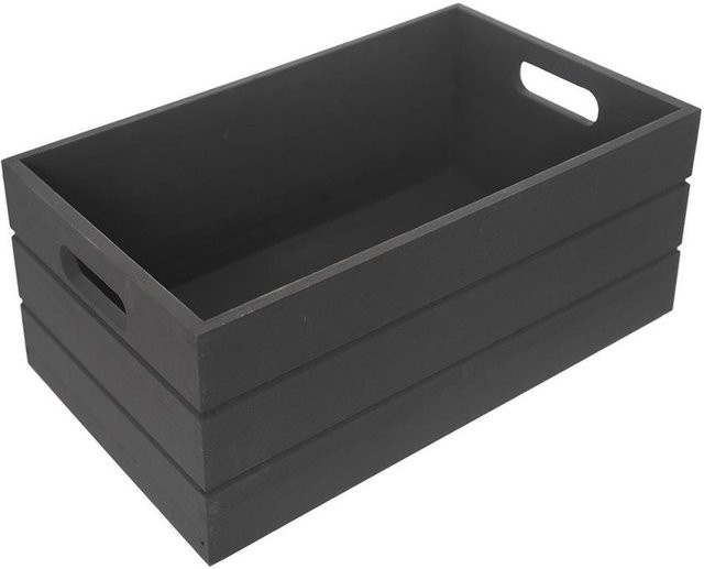 Holz-Aufbewahrungsbox von SuperMerchantEU in Schwarz mit Griffen, B/T/H: 31 x 21 x 13 cm - Bild 1