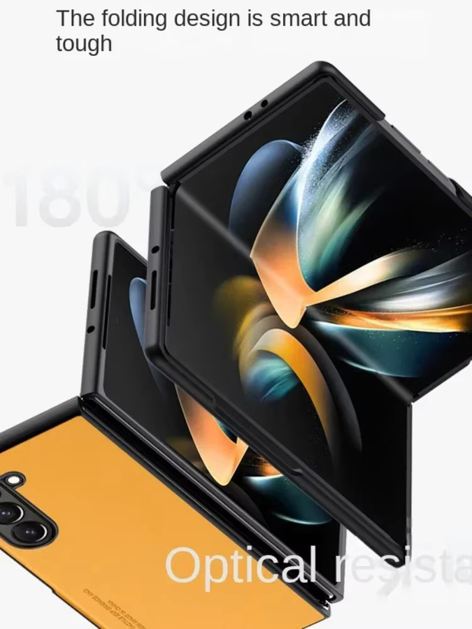 Schutzhülle aus Kohlefaser und PU-Leder für Samsung Galaxy Z Fold 7 6 5 4 3 5G in Gelb - Bild 4