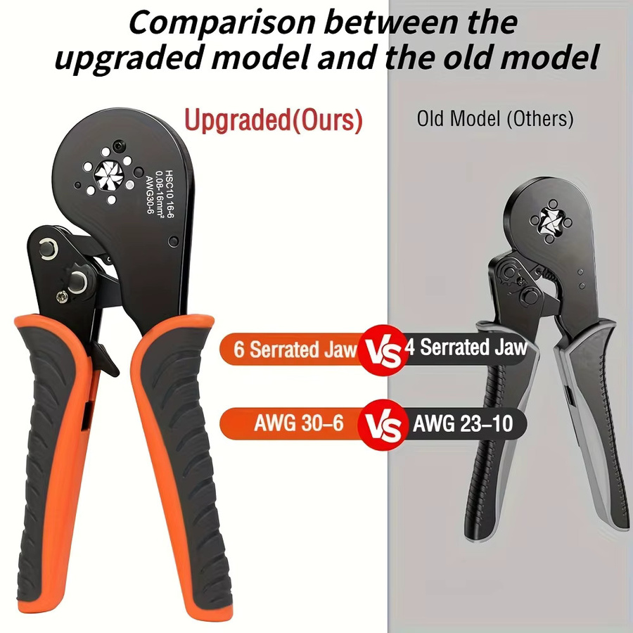HSC8 16-6 Sechskant-Crimper-Set mit 800 Stück PVC-isolierten Aderendhülsen für elektrische Verbindungen von 0,08-16mm² AWG30-5 - Bild 3