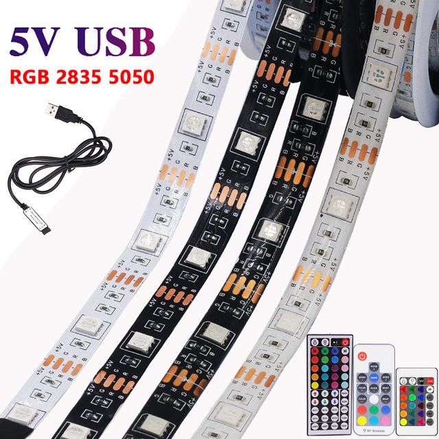 HAGAHA RGB LED-Streifen USB-betrieben Wasserdicht mit 44-Tasten Fernbedienung für Innen- und Außendekoration DC 5V 5050 - Bild 1