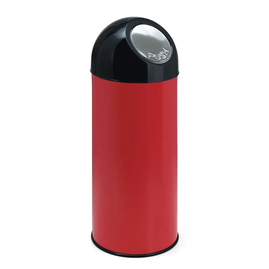 PROREGAL Klassischer Abfallbehälter mit Pushdeckel aus Metall, Rot, H x B x T: 84 x 31 x 31 cm - Bild 2