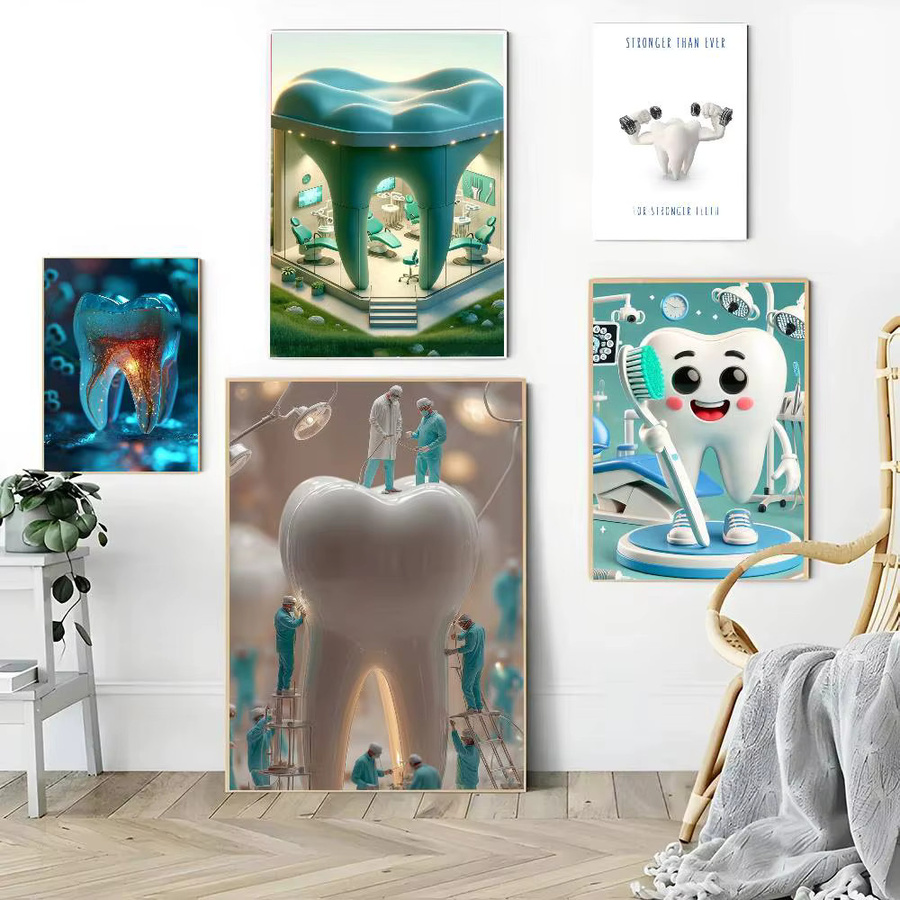 KAYOU Zahnimplantat Dental-Kunst-Poster als selbstklebender wasserdichter Wandaufkleber für Kaffeehaus und Bar - Bild 2