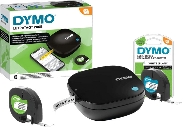 DYMO LetraTag 200B Bluetooth Etikettendrucker in Schwarz inklusive zusätzlichem Etiketten-Set - Bild 1