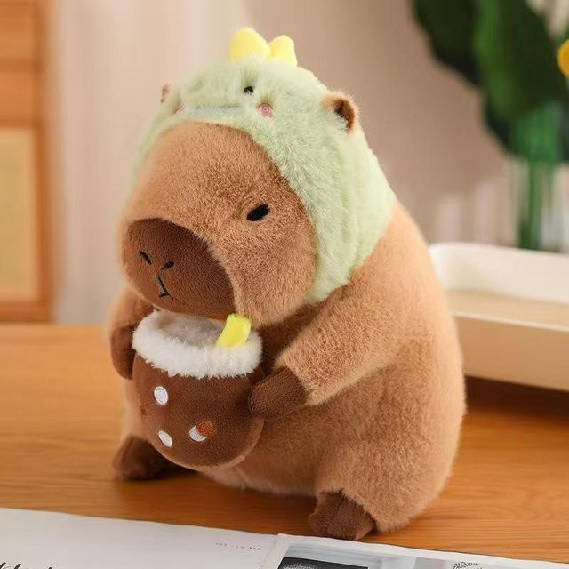 Wucifang Bags Capybara Plüschtier mit Schildkröten-Rucksack, rosa, 30cm - Bild 1