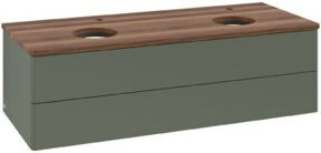 V&B Waschtischunterschrank Antao ohne Frontstruktur, Wandhängend, Farbe: Weiß/Grau, B/T/H: 120 x 36 x 50 cm - Bild 1