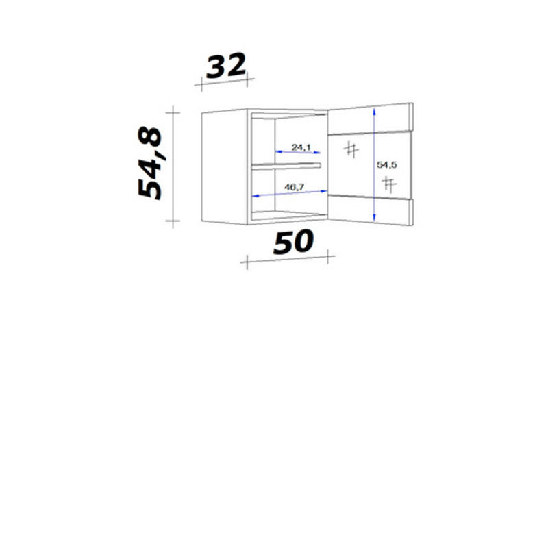 Flex-Well Küchen-Hängeschrank Vita mit Glastüren in Weiß Matt, B/H/T: 50 x 54,8 x 32 cm - Bild 2