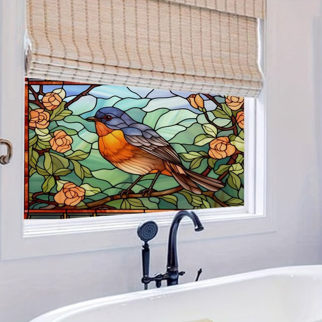 Sichtschutzfolie mit floralem Art Nouveau Design für Fenster, elektrostatische Aufkleber in Mehrfarbig, einfache Anwendung ohne Kleber für Glas - Bild 1