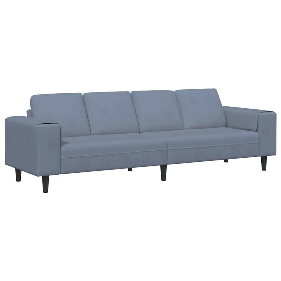 vidaXL Sofa in Blau mit Kissen aus Cordstoff, B/T/H: 250 x 77 x 76 cm - Bild 2
