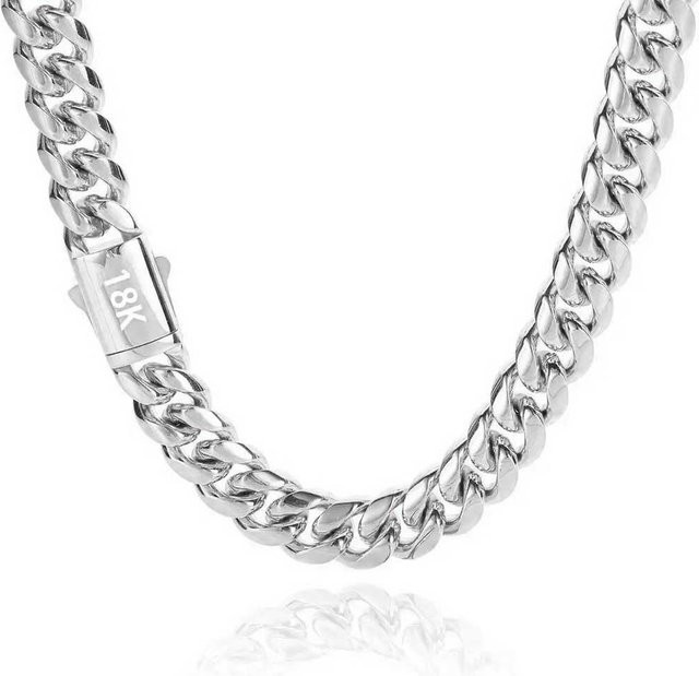 WEIQI123 Halskette Edelstahl, Gold, Cubanische Kette, 45,72 cm, Unisex - Bild 1
