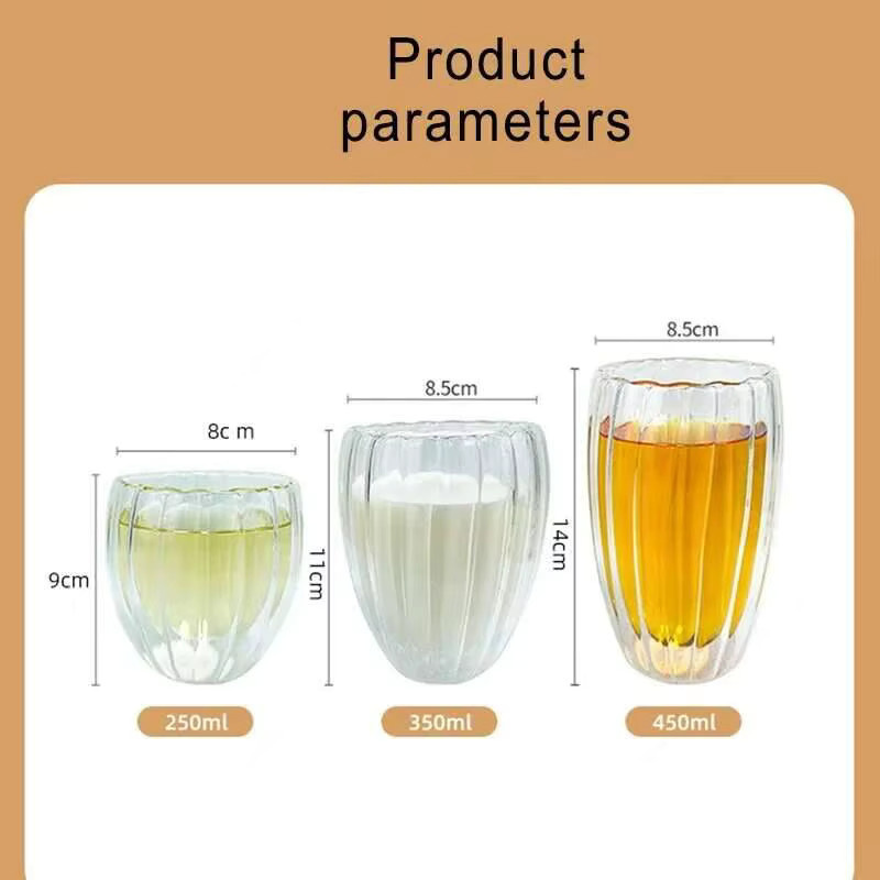 LOULONG doppelwandige gewellte Gläser aus Glas, transparent, 350 ml - Bild 5