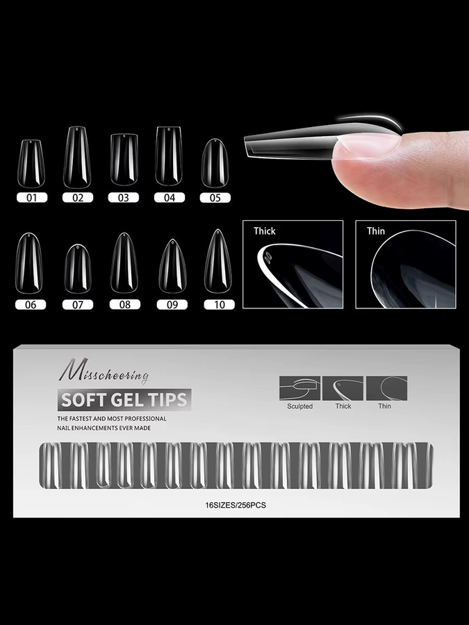 Misscheering Gel-Nagelspitzen, Glänzend, 256 Stück - Bild 5