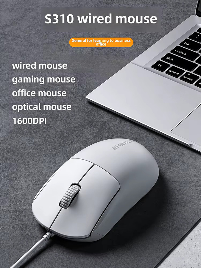 NexusClick S310 USB Büro-Maus mit Kabel, ergonomisches Design, 1600 DPI, Schwarz - Bild 7