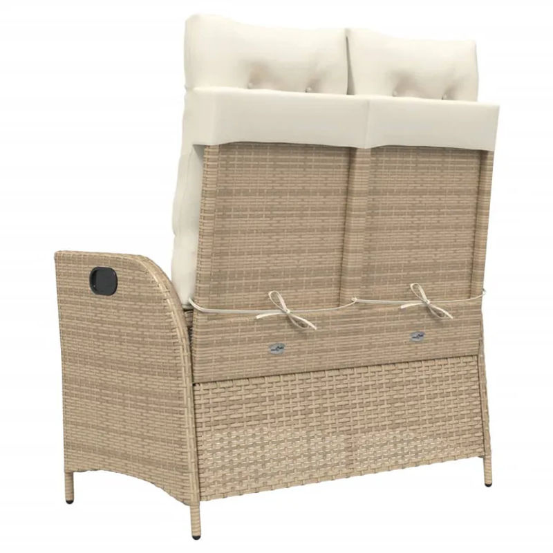 vidaXL Gartenbank aus Poly Rattan mit Kissen in Beige, verstellbar, B/T/H: 104 x 59 x 93 cm - Bild 4