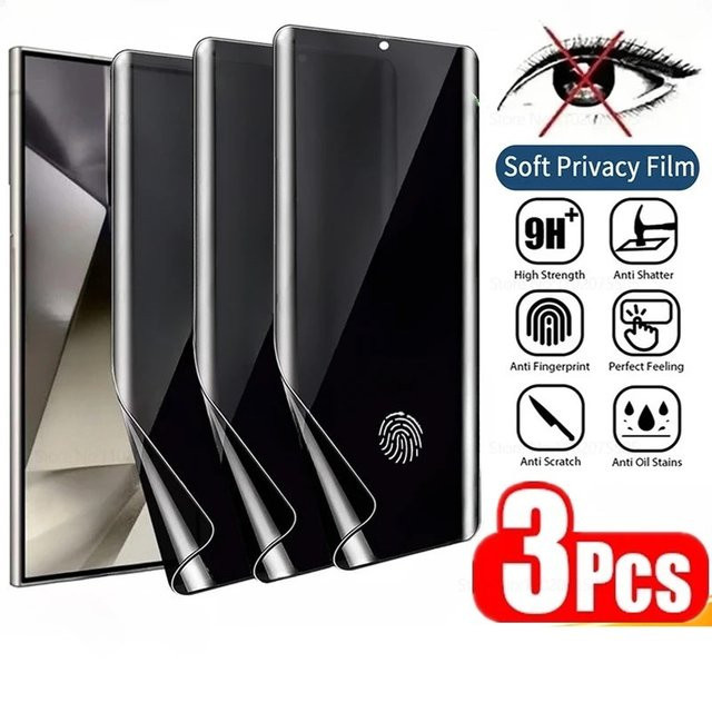 3er Pack Anti-Spy Hydrogel-Displayschutzfolie für Samsung Galaxy S25 S24 S23 S22 Ultra und S24 FE Privacy Schutzfolie - Bild 1
