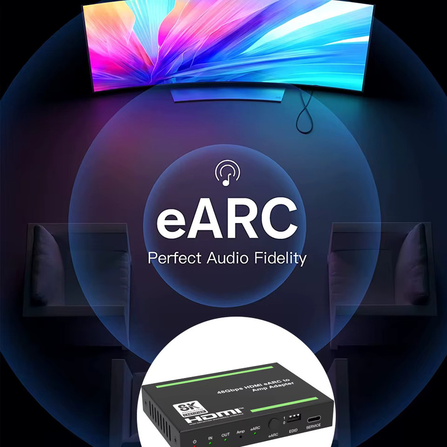 Navceke HDMI 2.1 eARC Audio-Extraktor und Splitter in Schwarz, unterstützt 4K 120Hz, 8K 60Hz und 48 Gbps für PS5, Xbox und Sonos Soundbar - Bild 4