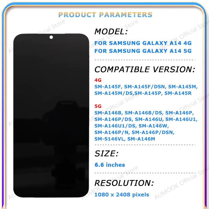 Samsung Galaxy A14 4G 5G LCD Display mit Touchscreen Digitizer Montage Panel in Schwarz - Bild 2