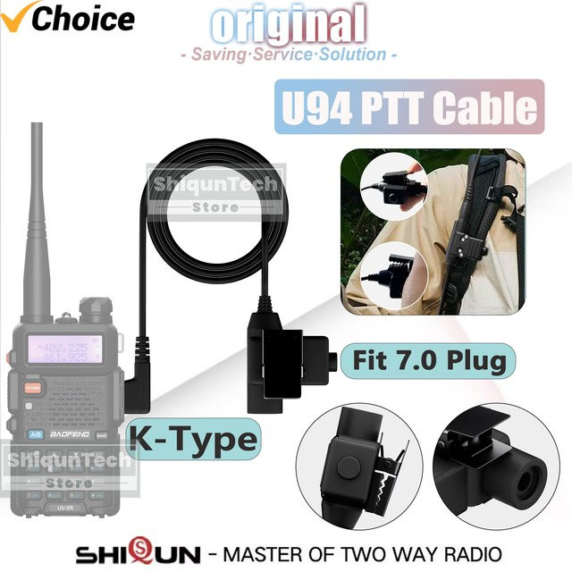 BaoFeng DM-32 Taktisches Walkie Talkie Headset mit PTT U94 für Kenwood Funkgeräte, Schwarz - Bild 1