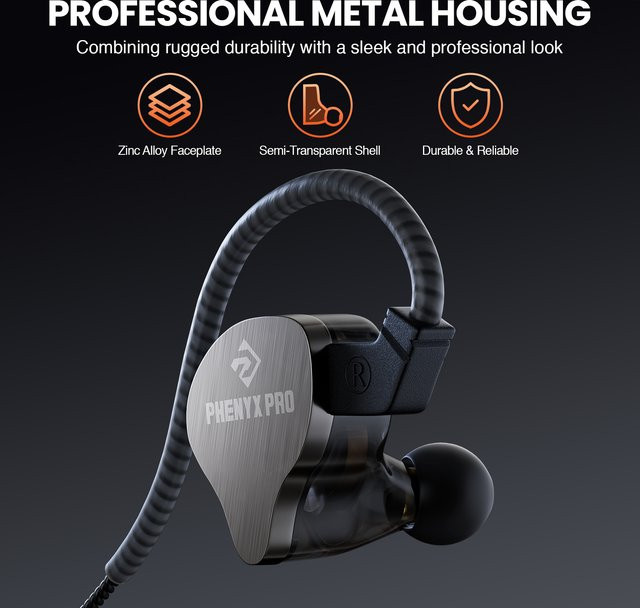 Phenyx Pro PME-20 Hybride Dual-Driver In-Ear-Ohrhörer mit Kabel und abnehmbarem 2-Pin-Kabel für HiFi-Stereo-Sound - Bild 1