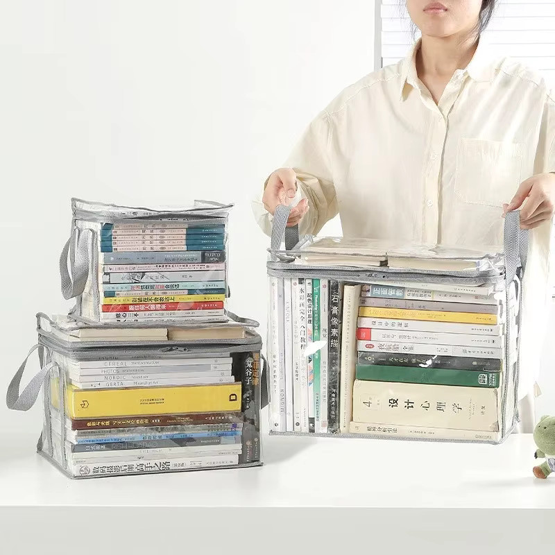 Transparente und wasserdichte Buchorganisationsbox aus Kunststoff, faltbare Buchbox für Haushalt, Studentenwohnheim und Klassenzimmer, Schwarz - Bild 2