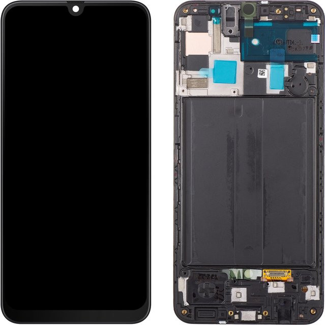 Samsung Galaxy A50 A505 Display mit Touchscreen und Rahmen, Schwarz, Service Pack GH82-19204A - Bild 1