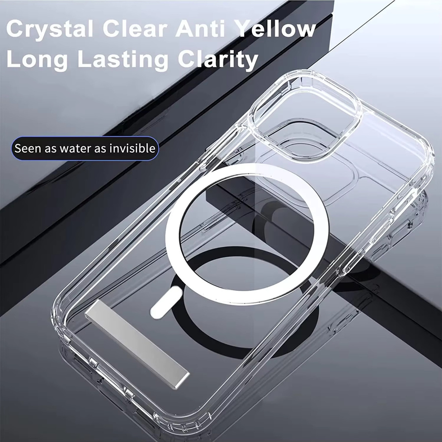 UYUXIO Magnetische Handyhülle mit Ständer für iPhone 17 16 15 14 13 12 11 Pro Max Plus Mini Transparent mit kabellosem Laden - Bild 4