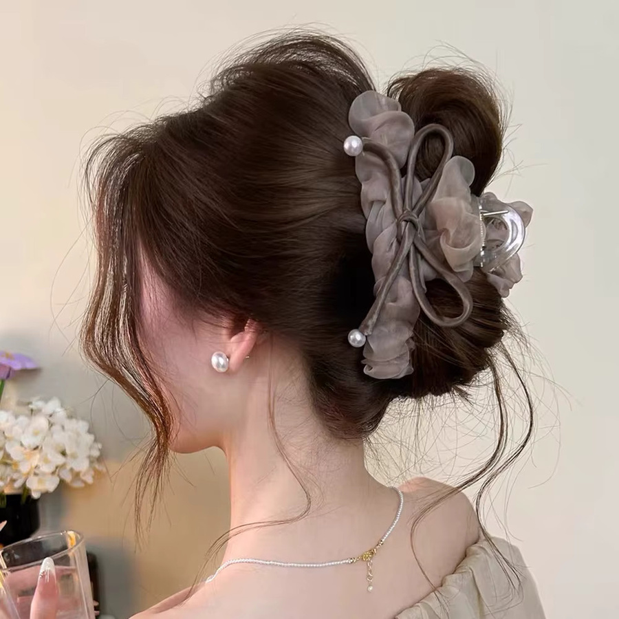 AWAYTR Sweet Black Stain Bowknot Hair Claw, Haarklammer mit Schleife - Bild 1