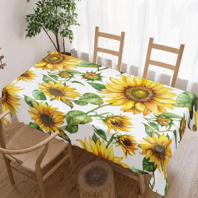 Wasserdichte und waschbare Tischdecke mit Sonnenblumenmuster von JINGYUE Pet, rechteckig, Mehrfarbig, B: 100 cm, L: 160 cm - Bild 1