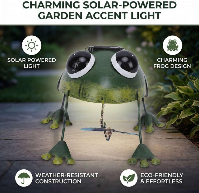 Dekorative Solarfrosch Gartenlicht Statue für Rasen, Terrasse und Balkon - Bild 1