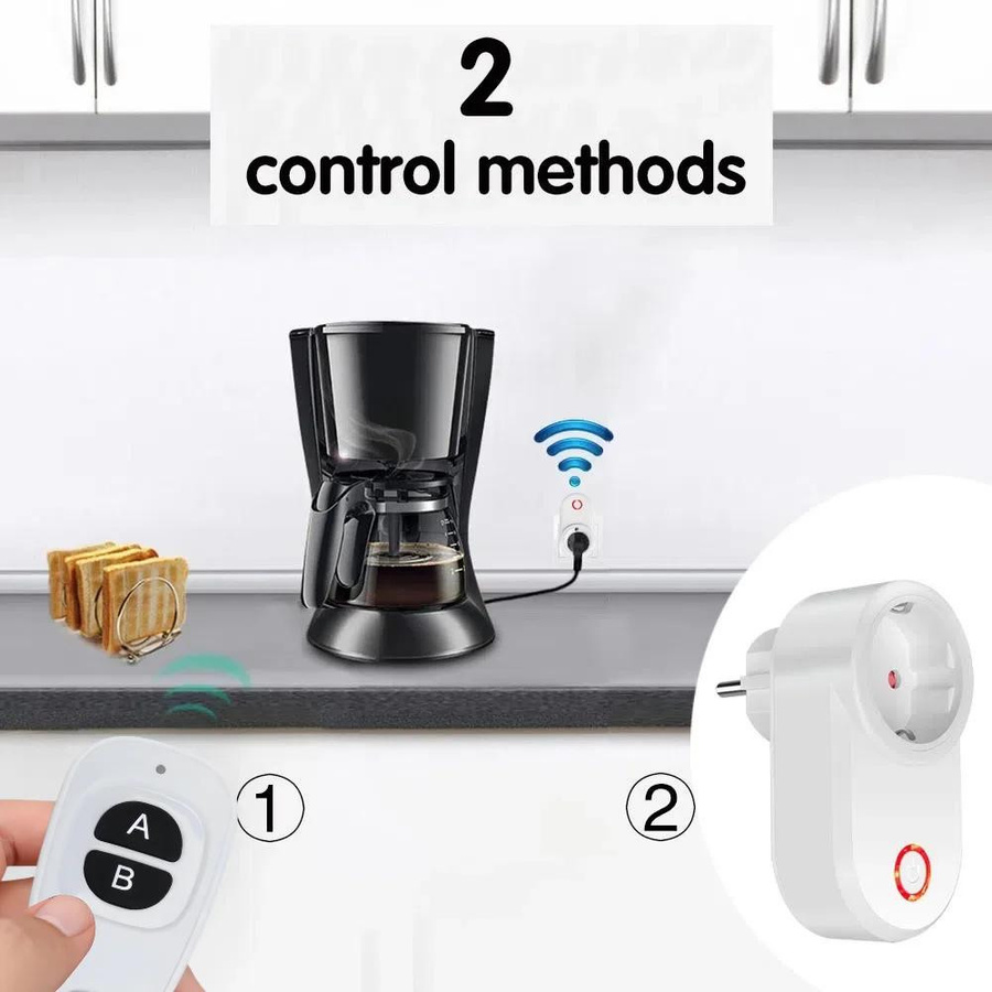 Meiteai-All Drahtlose Smart Steckdose mit Fernbedienung 433MHz, Wasserdichter EU-Stecker für Haushaltsgeräte und Lampen, 15A 220V - Bild 3