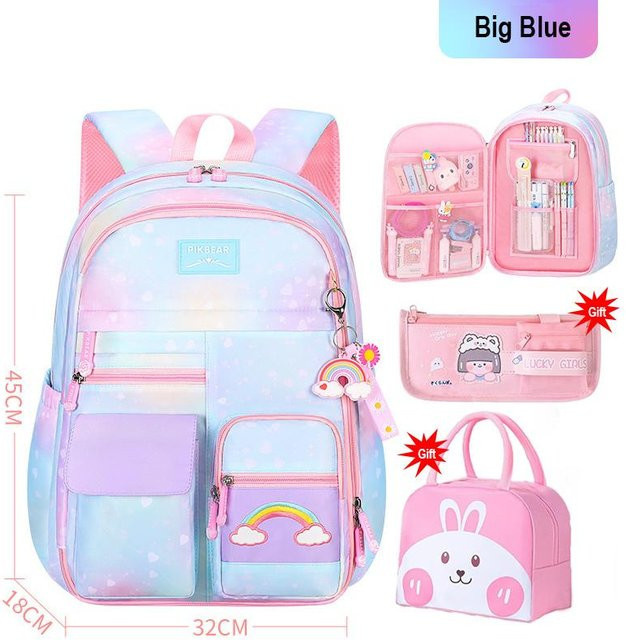 Kawaii Mädchen Schulranzen Set mit Fächern und Buchtasche in Multicolour - Bild 1
