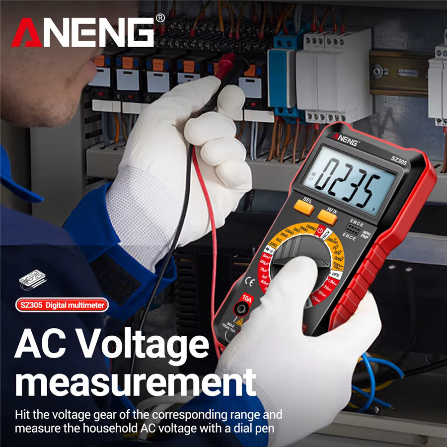 ANENG SZ305 Digital Multimeter in Schwarz: Professioneller AC/DC Spannungs-Ammeter mit NCV Spannungsinduktion für Kondensator, hFE und Triode - Bild 4