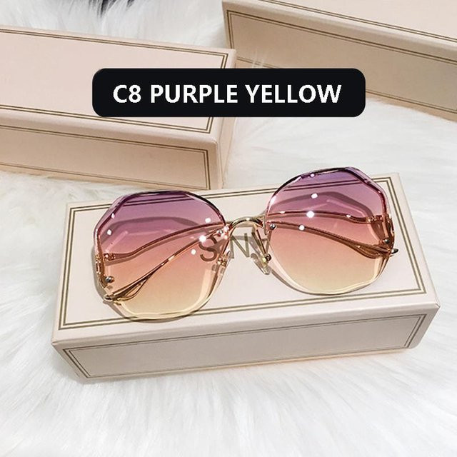Yiran Sonnenbrille Aviator, Metall, randlos, lila, Damen - Bild 1