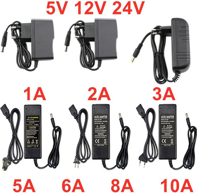 AEVYVKV LED Netzteil Adapter für LED Streifen, AC 110V-220V zu DC 5V 12V 24V, Farbe: Schwarz - Bild 1