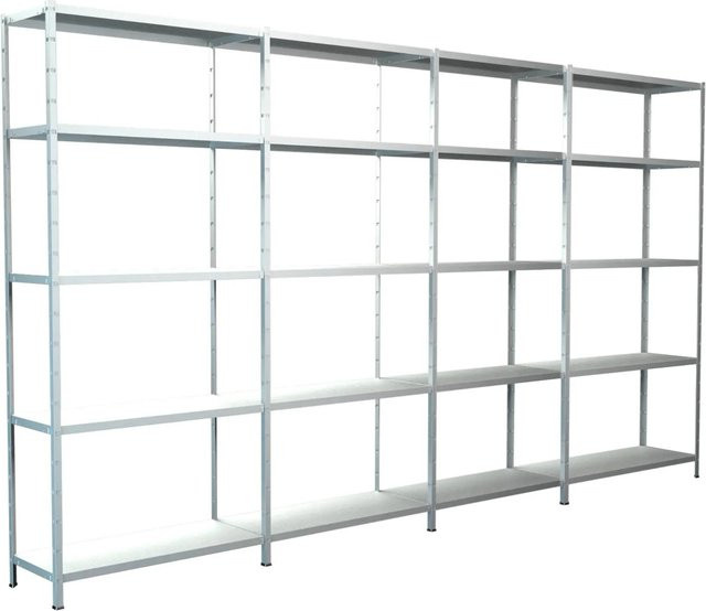 Schulte Steck-Grund- und 3 x Anbauregale aus Metall in Weiß, B/H/T: 200 x 380 x 50 cm - Bild 1