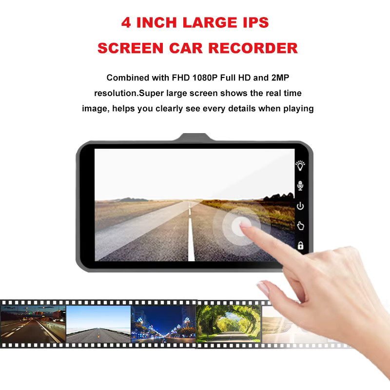 Acceo Dashcam mit 24H Touch Nachtsicht, Full HD 1080P Vorder- und Rückkamera, 4,0 Zoll Digitaler Videorecorder DVR Spiegel, Schwarz - Bild 4