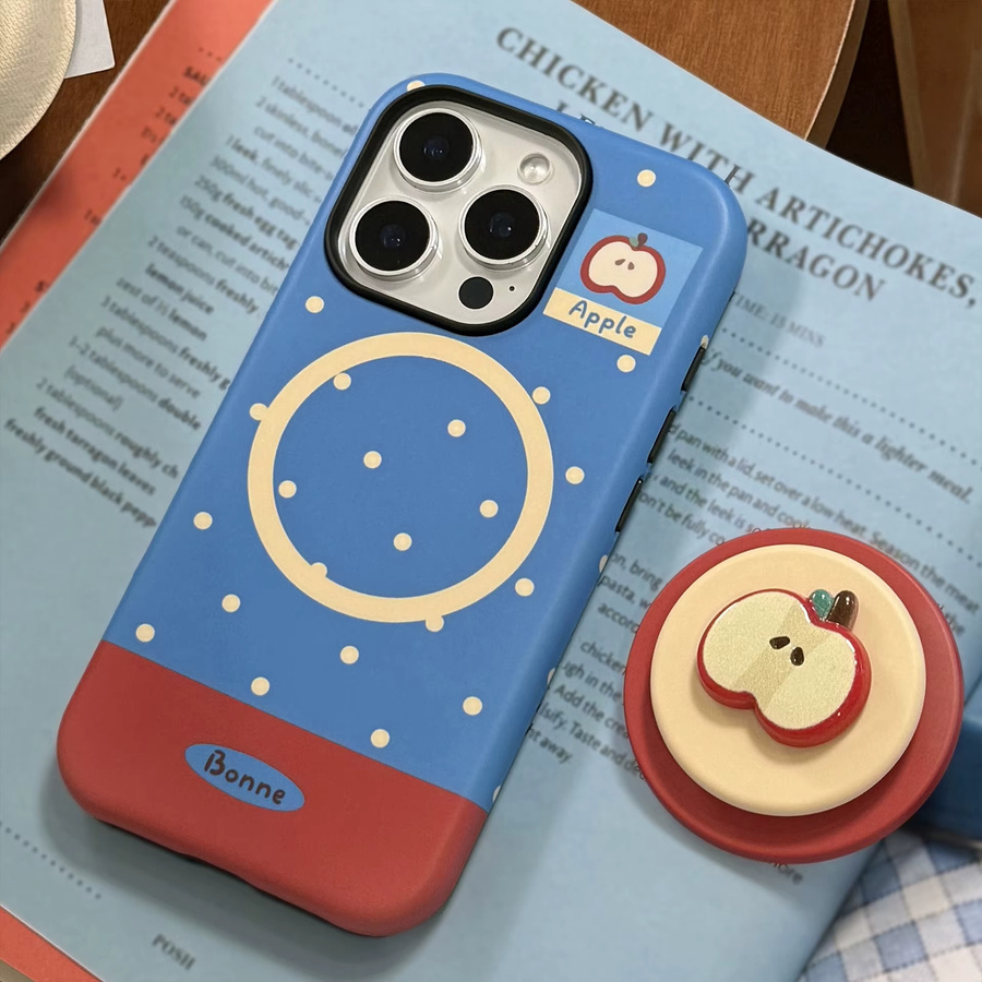 MUQGEW Magnetische iPhone Handyhülle mit Koreanischem Polka Dots Design und 3D-Sliced Apple Motiv, Stoßfeste Hardcover Schutzhülle für iPhone 11 12 13 14 15 16 Pro Max Mini, Mehrfarbig - Bild 2