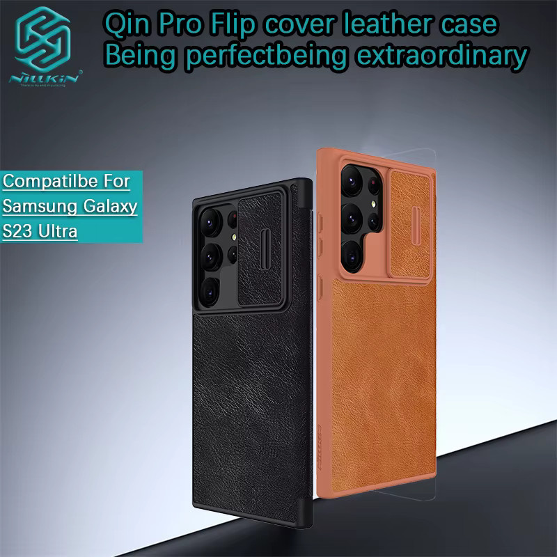Nillkin Qin Pro Flip Ledertasche Schutzhülle für Samsung Galaxy S23, S25 Ultra Flip, S25 Plus, S24 FE und S23 FE in Schwarz - Bild 1
