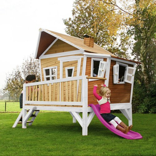 Axi Spielturm Emma aus Holz in Braun, Weiß und Lila mit Rutsche B/H/T: 349 x 227 x 193 cm - Bild 2