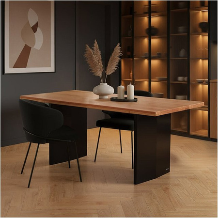 HOME DELUXE Esstisch DOMELA aus Eiche geölt in Schwarz und Braun, rechteckig, Breite: 220 cm, Tiefe: 100 cm