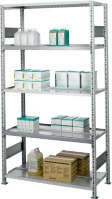 SSI Schäfer Archivregal Grundfeld mit 5 Böden, silber, verzinkt, B: 99,5 cm, T: 30,0 cm - Bild 1