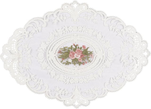 Spitzendeckchen Rosenblick von viva domo in Weiss, Pink und Multicolour - Bild 1