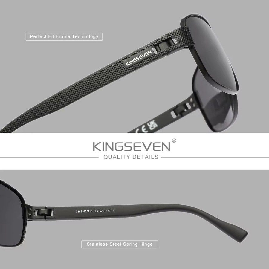 KINGSEVEN Sonnenbrille, Vollrand, Square, Schwarz, Unisex, polarisiert - Bild 2