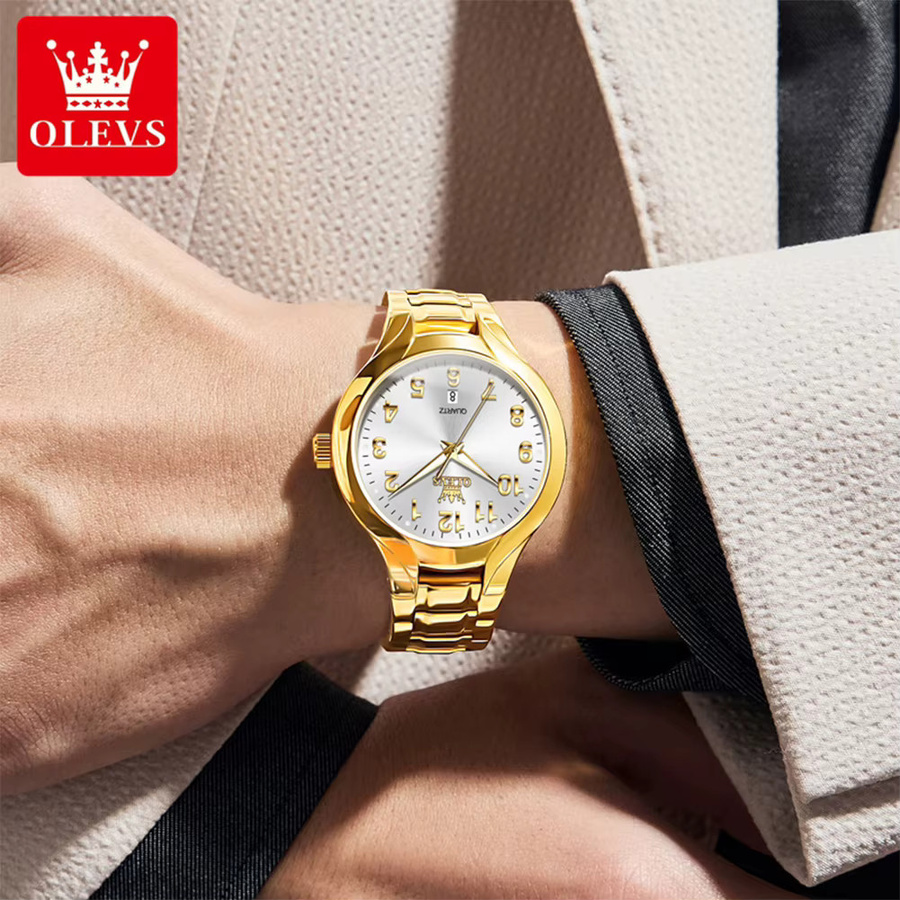 OLEVS Armbanduhr Quarz, Digital, Gold, Edelstahl, Herren - Bild 2