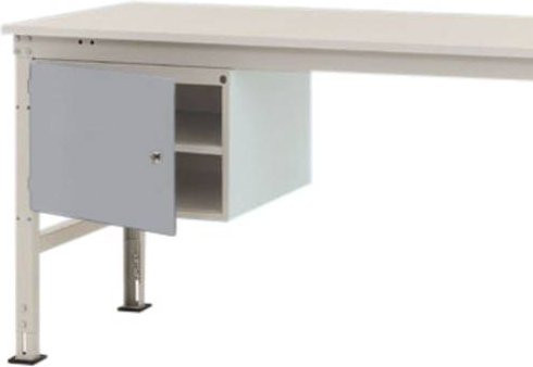 Manuflex ZB4717.9006 Gehäuse-Unterbau Universal Stationär in Weiß und Silber mit einer abschließbaren Tür links angeschlagen für Tischtiefe 1200 mm und Nutzhöhe 300 mm - Bild 1