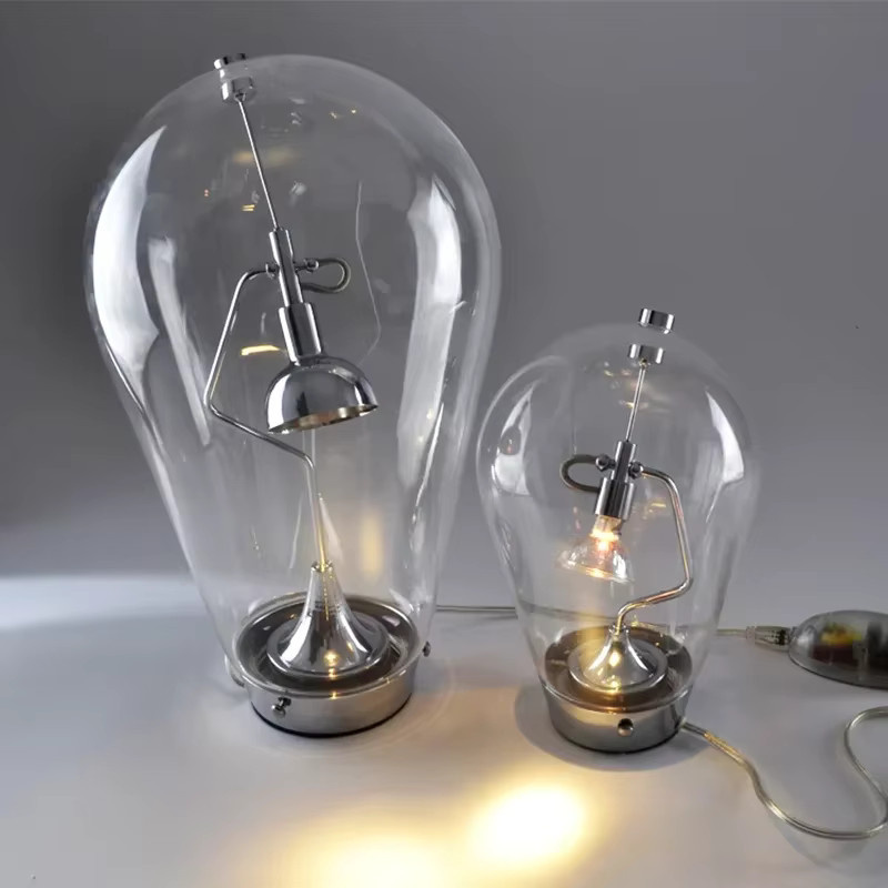 JIANKEXING Designer Schreibtischlampe aus Glas in Transparent mit Touch-Dimmung und warmweißem Licht für Büro und Schlafzimmer - Bild 2