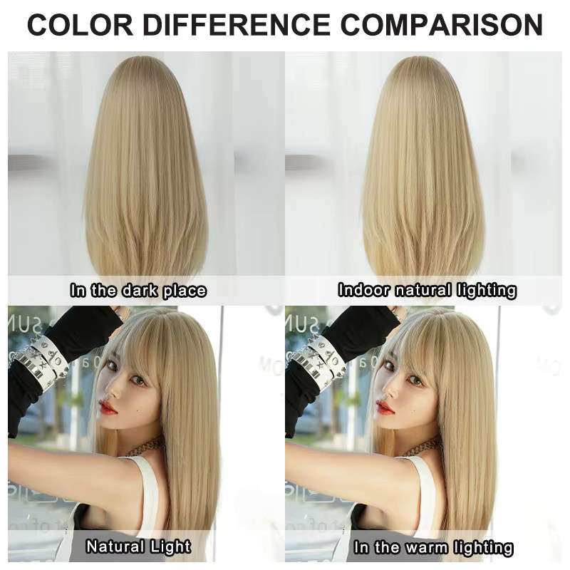 7JHH WIGS Perücke, blonde geschichtete Synthetik-Haarperücke, Damen - Bild 3